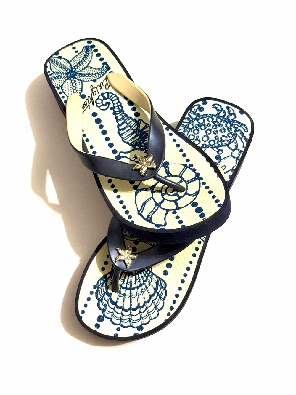 Brighton Navy and Cream Starfish Detail Women's Sandals